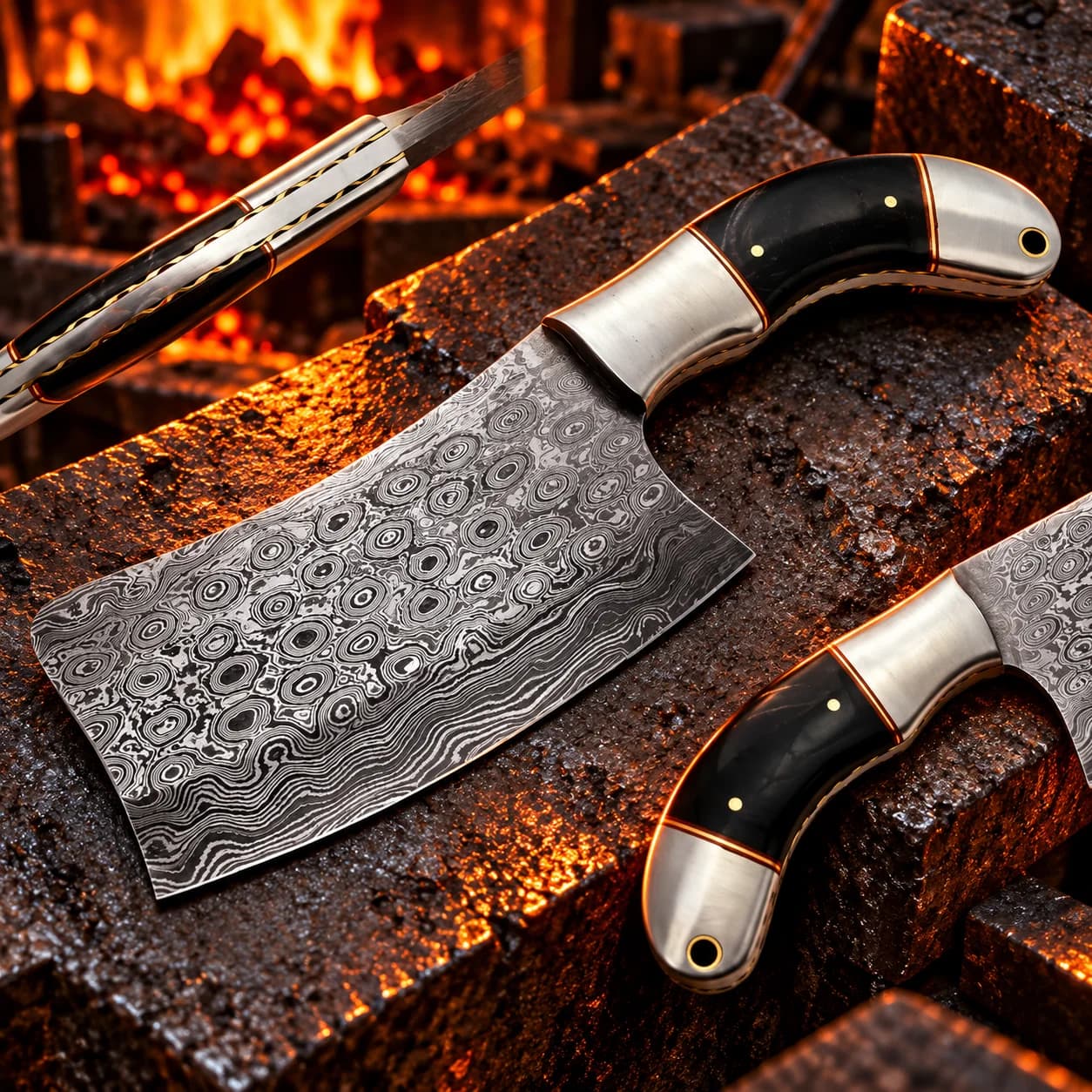 Detailed view of the chef cleaver handle