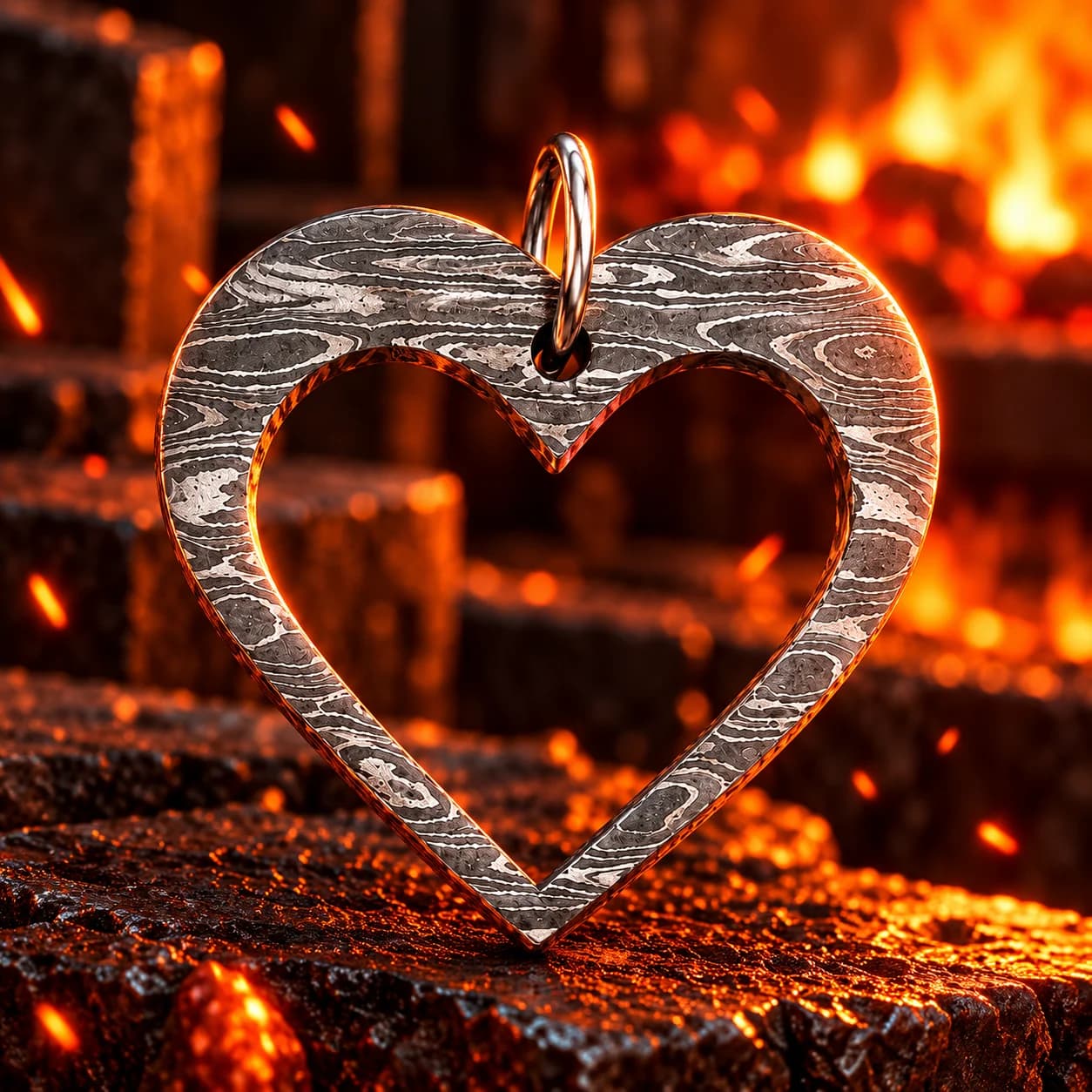 Detailed view of the heart pendant cut-out design