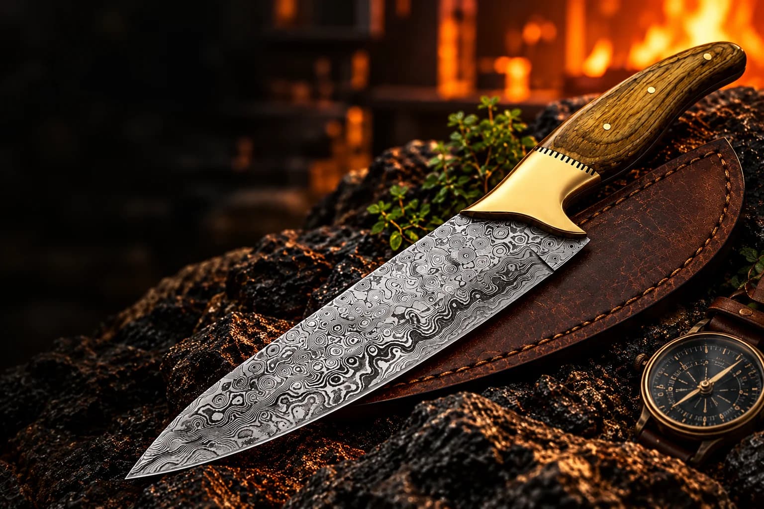 Custom Handmade Damascus Chef Knife product presentation